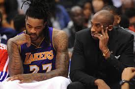 Jordan Hill and injured Kobe Bryant can't watch as the Lakers lose to the Clippers by 36 points. Thanx: insidesocalsports.com