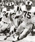 The late Merlin Olsen (74) and late Deacon Jones (75) are part of the Rams 49-year heritage in Los Angeles. thanx: AP