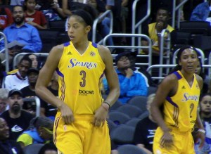 Candace Parker (3) led the Sparks with 24 points, seven rebounds and six assists in L.A.'s 77-65 win over Seattle Friday at Staples Center.