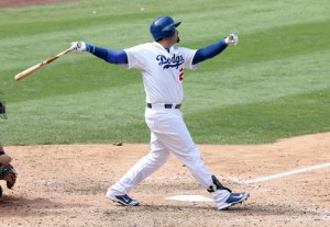 Dodgers' Adrian Gonzalez hit two home runs and collected 6 RBIs as L.A. swept Arizona taking Sunday's series finale, 7-2. courtesy: Stephen Dunn/Getty Images